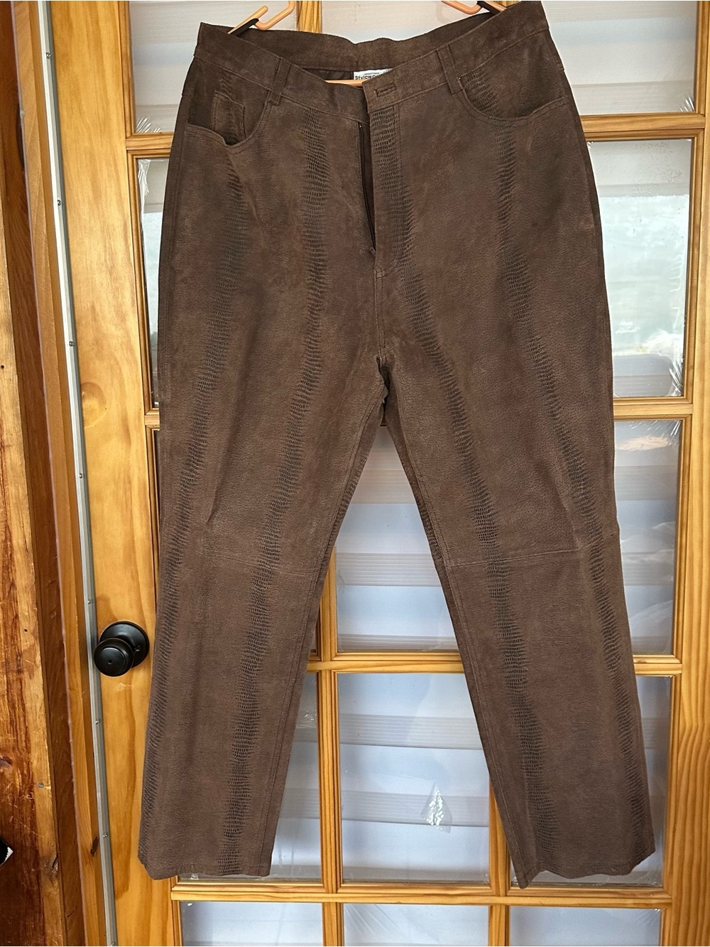Woman’s brown suede leather pants- Classic Straight Fit